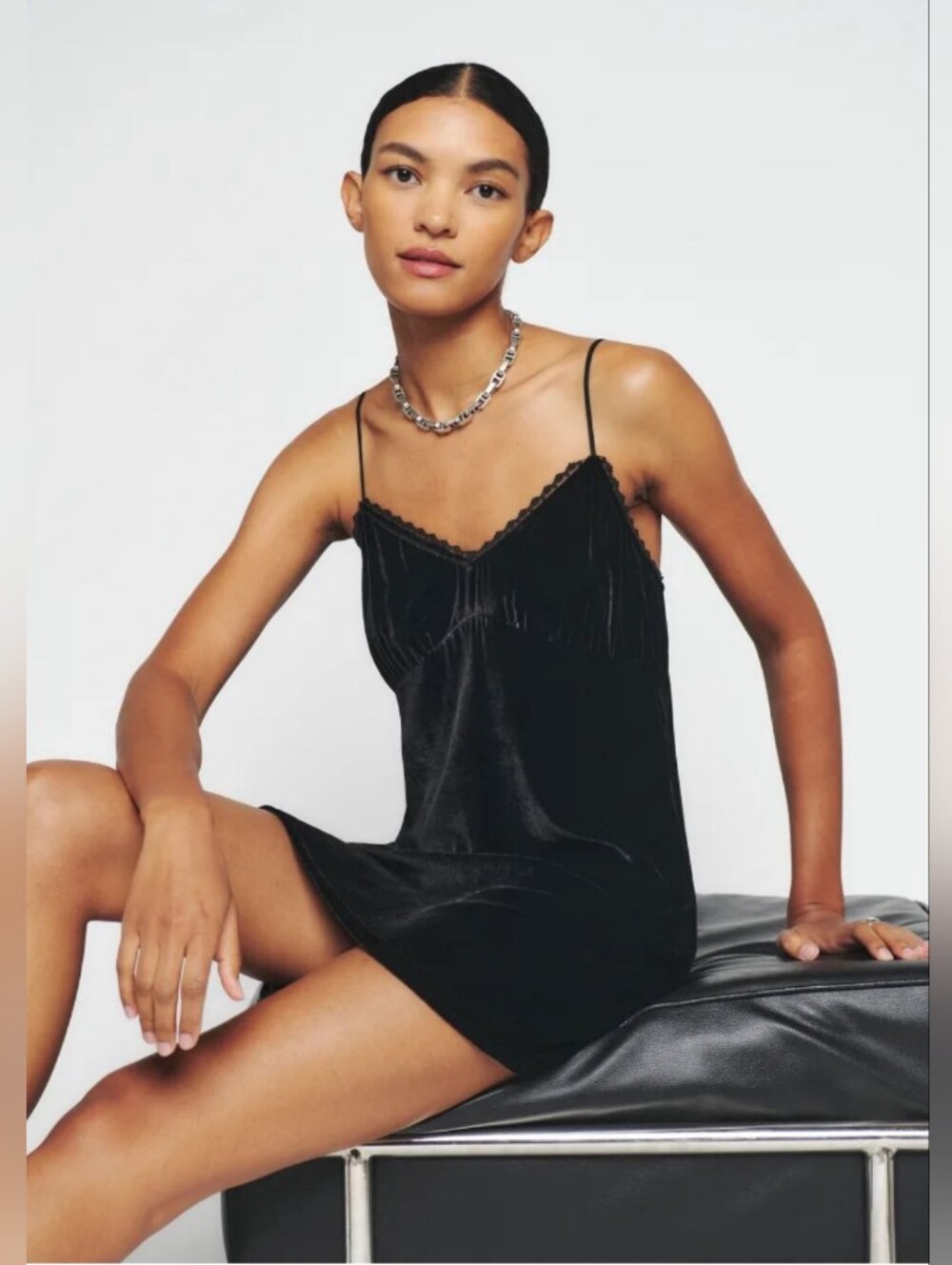 Reformation Laine Slip Dress Velvet NEW NWOT S Black $178 Minimalist